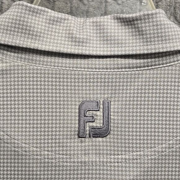 Footjoy FJ Polo Golf Shirt Size XL Whistling Straits Golf Gray Houndstooth - Picture 9 of 9